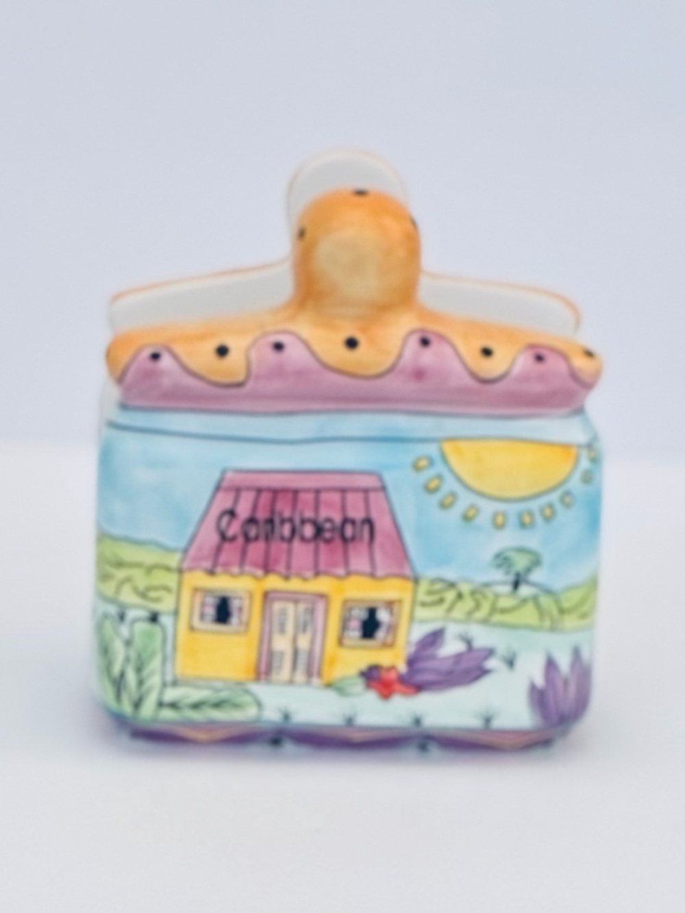 American Gift Collector Napkin Holder Hand-Painted Tropical Beach Palm Trees